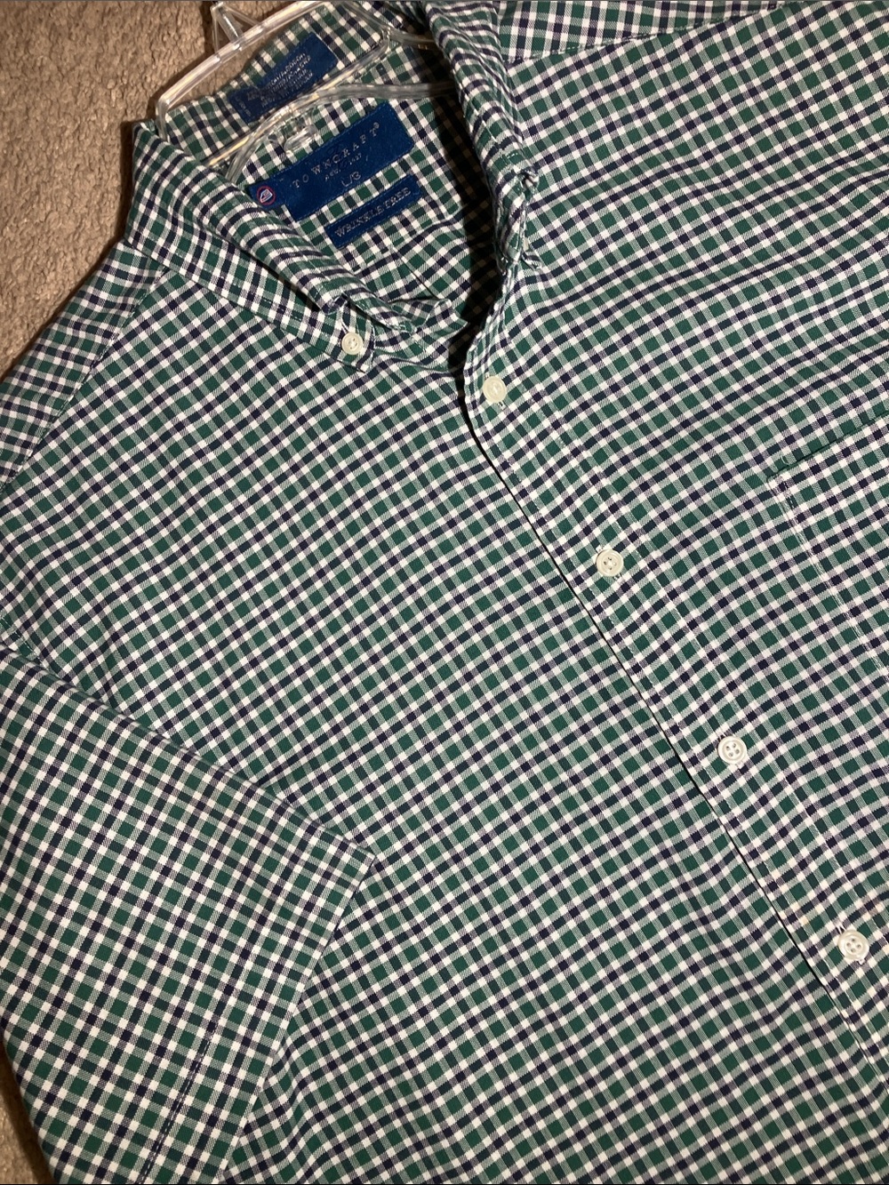 Towncraft Green, Navy & White Check Button-Down Shirt